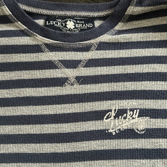 Mens Lucky Brand Blue & Gray Striped Thermal. - Picture 3 of 4